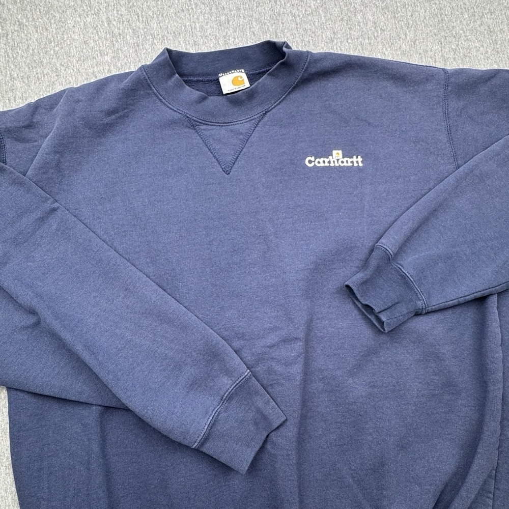 Carhartt Crewneck Sweatshirt Mens 2XL Blue Vtg Distressed *Flaws* Grunge